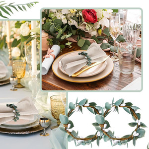 Anillo para Servilletas Hecho a Mano con Hojas Tejidas, Porta Servilletas con Hojas Verdes Artificiales, Decoración de Mesa para Bodas y Hoteles, Hebilla para Servilletas - Product Image 2