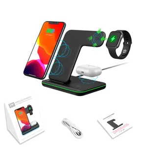 3 in 1 15w 10w Fast Charge Wireless Charger Stand holder Qi Wireless Charging Multifuncion Station for iPhone iWatch Airpods