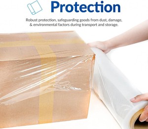 Film étirable en plastique LLDPE 80 Gauge X330M, résistant à la perforation et imperméable, pour l'emballage de palettes en entrepôt, vente en gros à Guangzhou - Product Image 1