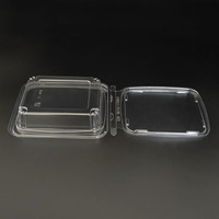 Contenant rectangulaire jetable en plastique transparent avec couvercle à clapet, inviolable, pour aliments, gelées, salades, noix, bonbons