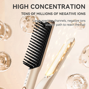 Yixuan Hot Sale Frauen Glätten Lockens tab Bürste Keramik beheizt elektrische ionische Kamm Haar glätter 2 in 1 flache Lockens tab - Product Image 6