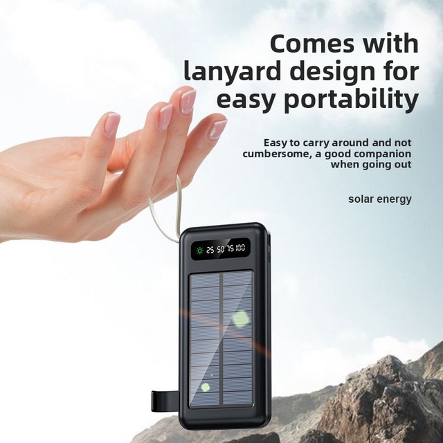 Wholesale Outdoor Solar Power Bank Large Capacity 10, 000 MAh Lithium Polymer Battery with Cable