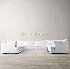 Meubles de salon d'intérieur Tissu d'ameublement Bras de rail élancés Ensemble de canapés sectionnels en forme de U - Product Image 2
