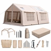 Carpa de Glamping Inflable de Lujo, 3.1x4.8m, Grande, para 6-8 Personas, Impermeable, de Oxford, con Cama de Aire Automática y Bomba Eléctrica