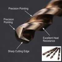 Foret hélicoïdal métrique M35 en carbure de tungstène de qualité supérieure, à pointe conventionnelle, droite, à longueur réduite, en acier rapide 130/135
