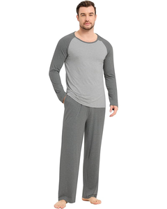 Pyjama décontracté en bambou pour homme, col classique, manches longues, 2 pièces, séchage rapide, respirant, vêtements d'intérieur d'hiver, stock en liquidation à prix réduit - Product Image 3