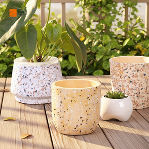 Offre Spéciale – <span class=keywords><strong>Pot</strong></span> de Fleurs ALEO de Luxe Moderne Classique <span class=keywords><strong>en</strong></span> Terrazzo Blanc, Capacité 1L, pour Décoration Extérieure, Jardin, Maison, Bureau, <span class=keywords><strong>Plantes</strong></span> Succulentes - Product Image 2