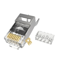 Pro'sKit CN-PT50C6AS CAT7 Abgeschirmter RJ45-Stecker Durchgangsdesign mit Zugentlastungskappe für Industrielle Ethernet-Kabelverlegung