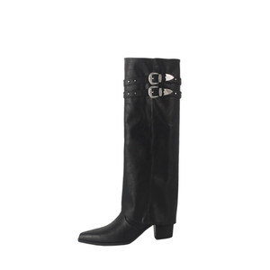 Botas de Mujer de Moda, Impermeables, de Cuero Genuino, Antideslizantes, con Cremallera Trasera, Tacones Altos y Gruesos, Duraderas, Más Vendidas - Product Image 3
