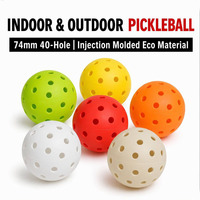 Balles de pickleball d'extérieur 40 trous, 74 mm, en PP, qualité compétition, pour entraînement, vente en gros, logo personnalisé disponible