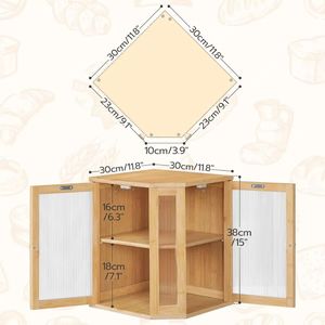 Boîte à pain en bambou à double porte, rangement à 2 niveaux, armoire à pain en bois pour la cuisine - Product Image 2