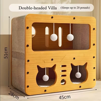 Lit-griffoir pour chat à double étage épais et amovible, pour griffer, se cacher et se reposer, maison pour chat en bois de luxe