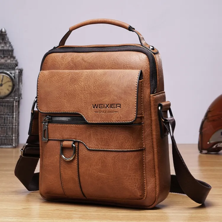 WEIXIER-Bolso de negocios Retro de cuero PU para hombre, bolsa cruzada, 8642