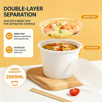 Contenants jetables TeGuan 70oz en PP de qualité alimentaire avec couvercle, compatibles micro-ondes et réfrigérateur, multi-usages pour soupes, plats à emporter et emballages bento