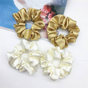 Fabrika Toptan Özel Düz Renk Saç Tokaları Kadın Aksesuarları İpek Elastik Saç Bandı Saç Bağları Kızlar Saten Tokalar - Product Image 4