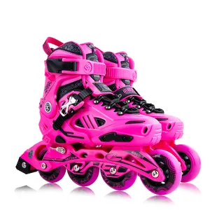Popular kids hard boots slalom skates adjustable inline skates carbon steel ABEC-7 bearing roller skates for boys girls children