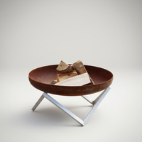 Brasero Moderne Rond d'Extérieur en Acier Corten, Brasero de Jardin, Barbecue, Chauffage au Bois, Multi-usages pour Camping