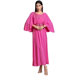 OEM/ODM Abaya Elegante de Color Sólido, Talla Grande, Alta Calidad, Estilo Dubái, Vestido Largo con Cuentas de Perlas para Ramadán, Ropa Modesta - Product Image 5