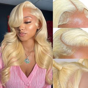 40 pouces brut vietnamien vierge 613 13x6 HD Glueless 360 Lace Remy Double Drawn Baby Hair Frontal Lace Wig - Product Image 3