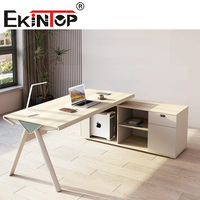 Ekintop bureau de direction blanc mélamine en forme de L bureau à domicile