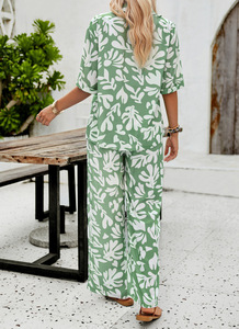 Nuova Tendenza 2026: Completo Due Pezzi da Donna con Stampa, Manica Corta, Casual, Set Pantaloni - Product Image 2