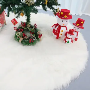 クリスマスツリースカート雪に覆われた白い豪華なベルベットのフェイクファーツリースカートクリスマスツリーの装飾用30 36 4860インチ