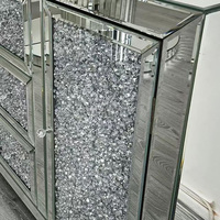 Offres Spéciales Diamant Miroir Armoire De Rangement De Luxe Carré Tiroir Console Table Pas Cher Décoration Broyé Diamant Armoire De Rangement