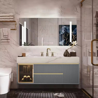 Nouvelle liste : Ensembles de meubles de salle de bain de haute qualité, miroir de coiffeuse en bois massif avec tiroir et lavabo sous-évier, coiffeuse moderne