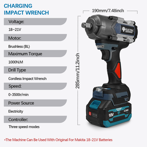 ประแจบลัชเลสไร้สาย DBS028 18V แบตเตอรี่ลิเธียมแบบชาร์จได้ สำหรับงานอุตสาหกรรม ขนาดหัว 1/2 นิ้ว แรงบิด 1000 นิวตันเมตร - Product Image 2