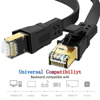 DOONJIEY kabel Ethernet CAT8 datar 40Gbps 2000MHz RJ45 kecepatan tinggi untuk Router PC PS4 TV Laptop 10M-30M UTP bebas oksigen tembaga