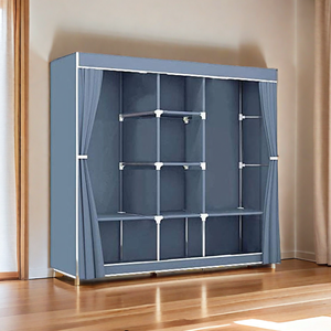 خزانة ملابس قماشية محمولة أنابيب فولاذية بالجملة للتخزين والتعليق خزانة ملابس للمفروشات المنزلية - Product Image 1