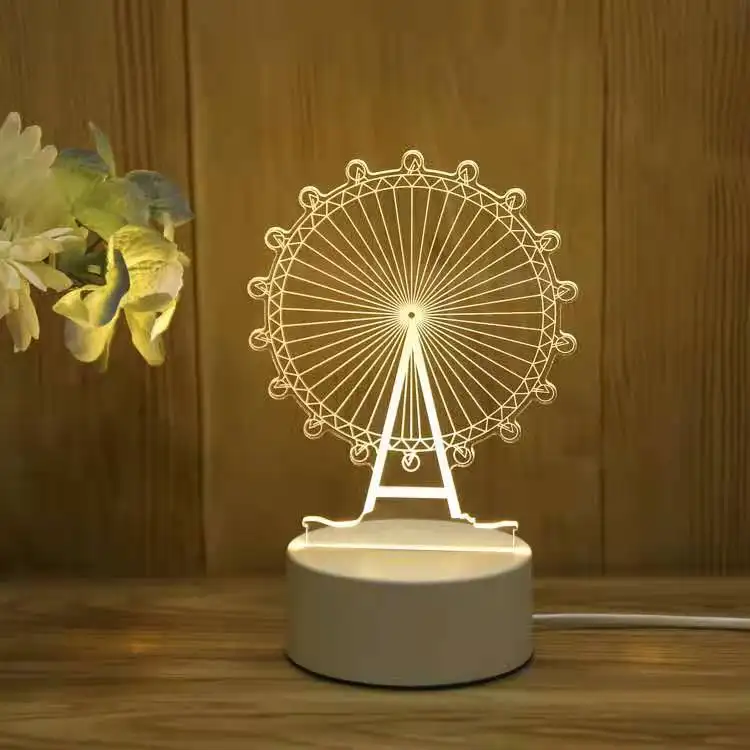 2021 Cuostm Creative Custom LED Nightlights Novelty 3D Illusion Night Light Acrylic Table Lamp For Room Decorative Light