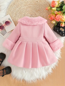 Casaco de Inverno/Outono para Menina com Lapela de Pelúcia e Botão em Forma de Chifre 100% Poliéster Respirável para Crianças Pequenas - Presente Quente - Product Image 2