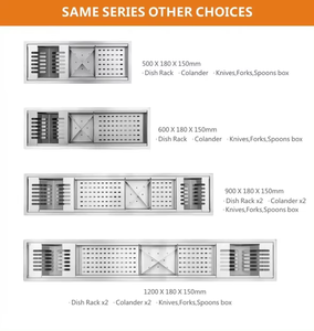 900mm hand gefertigte Single Bowl Under mount Edelstahl Spüle mit Besteck halter und Geschirr trockner Schwarz Moderne Küche - Product Image 6