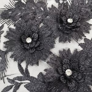 Tissu brodé en tulle noir à dentelle guipure aso ebi, robe de haute qualité, <span class=keywords><strong>prix</strong></span> d'usine, nouvelle collection - Product Image 3