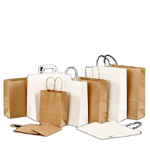 Free Shipping Custom Printing High Quality Kraft <b>Paper</b> Bags with Handles for Supermarket Use and Promotions - Product Image 1
