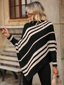 Maglione da <span class=keywords><strong>Donna</strong></span> Xc829 Casual con Maniche a Pipistrello, Collo Tondo, Lungo, Traspirante, Lavorato a <span class=keywords><strong>Maglia</strong></span>, a Righe, con Scialle Ricamato, Antirughe - Product Image 5