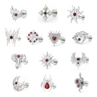 JiaXin ASTM F136 Titane de qualité implantable, Stud Labret à filetage interne, Bijou corporel en Zircon Cubique pour Cartilage, Tragus, Hélix, Conch