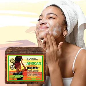 Private label Vegan African Black Soap Exfoliating Acne Deeply Clean Dark Spot Removal Face Soap