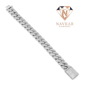 Trending Hip Hop Silver Diamond Link Bracelet Hip Hop Style Cuban Link Bracelet For <b>Men</b> Moissanite Diamond Bracelet - Product Image 1