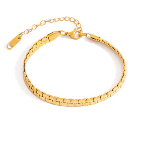 Pulsera de Acero Inoxidable Chapada en Oro de 18K, Cadena Cubana de Doble Capa, Diseño Geométrico, Joyería Unisex - Product Image 5
