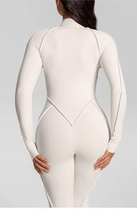 Combinaison de sport une pièce à demi-zip avec logo personnalisé, combinaison <span class=keywords><strong>sexy</strong></span> à col montant pour femme, idéale pour le <span class=keywords><strong>yoga</strong></span> et l'entraînement en salle de sport - Product Image 5