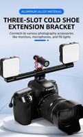 Barre d'extension triple cold shoe pour appareil photo avec filetages 1/4 "-20 pour moniteur, microphone, lumière LED – Support en alliage d'aluminium