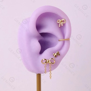 Joyerí<span class=keywords><strong>a</strong></span> de moda para mujer, aretes hipoalergénicos con parte posterior plana roscada, plata 925, - Product Image 4