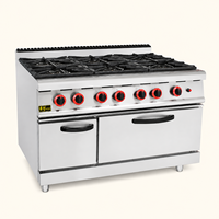 Cuisinière à gaz commerciale 6 brûleurs avec four, en acier inoxydable, sur pied, pour restaurant, hôtel, cuisine