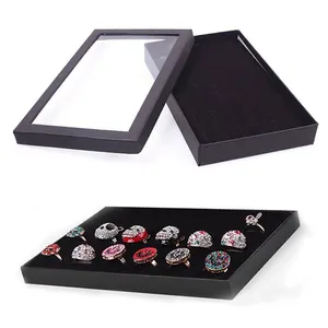 便携式时尚透明36槽戒指展示架耳环托盘收纳盒展示组织者珠宝展示柜