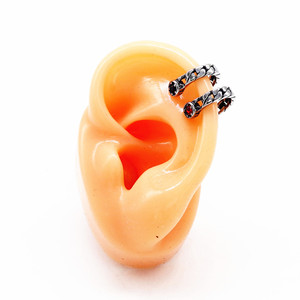 yunnique Fashion <b>Cuff</b> <b>Earrings</b> Stainless Steel Red Rhinestone Bezel Setting For Non Pierced <b>Ears</b> Japanese Korean Style - Product Image 4