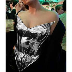 Top Corset Metálico Brillante Asimétrico para Mujer, Top Tubo Sexy con Escote Cruzado, Ropa <span class=keywords><strong>de</strong></span> Fiesta para Club Nocturno, Otoño 2024 - Product Image 5
