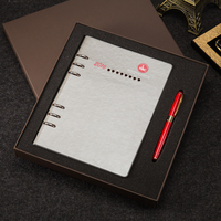 Cahier et stylo en cuir véritable Cadeau d'entreprise de luxe personnalisé avec impression de logo Carnet à feuilles mobiles de cadeau d'affaires haut de gamme