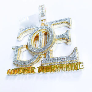 Nouveau Iced Out Bling <span class=keywords><strong>God</strong></span> Over Everything Pendentif Collier Or Argent Plaqué 5A Zircon Lettre GOE Charme Hommes Hip Hop Bijoux - Product Image 2